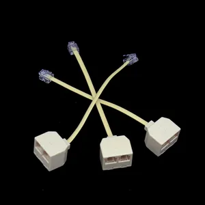 MT-5402 Original high quality RJ11 6P4C US male to dual female with cable Telephone one-to-two extension cable