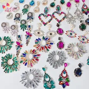 Bijoux de mode élégants et colorés de style vintage BELLEWORLD 2022 ensemble de boucles d'oreilles pendantes en diamant de luxe pour femmes