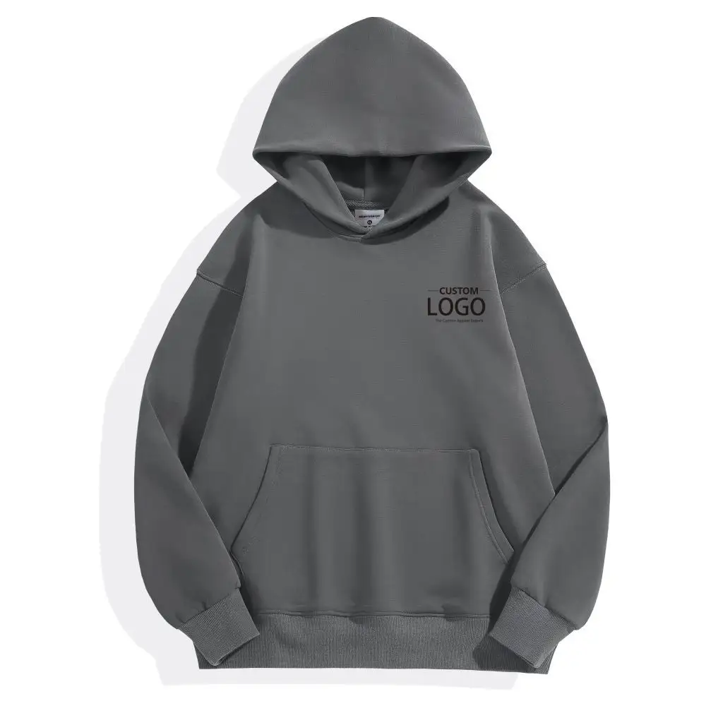 Haute qualité 500 gsm coton épais blanc uni poids lourd surdimensionné sweats à capuche sans ficelle unisexe Logo personnalisé grande taille hommes sweats à capuche