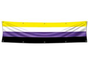 הדפס את עיצוב הלוגו שלך, מילים, דגל 2x8 רגל, דגל גאווה בי-מינית LGBT עם 10 טבעות פליז לחדר חיצוני, מערת גברים - Product Image 6