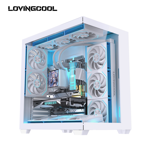 Lovingcool Steel and Tempered Glass ATX Tower Case Premium Panoramic View High Airflow Gaming PC Chassis for Reliable PC System