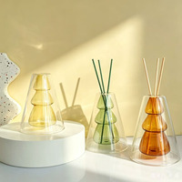 Bouteille diffuseur d'arômes en verre à double paroi de haute qualité, design unique en forme de sapin de Noël, pour décoration intérieure, flacon de parfum vide, vente en gros