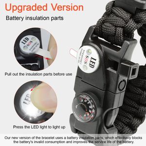 20-in -1 ombrello corda bracciale uomo regolabile Kit di cambio con SOS bracciale LED <span class=keywords><strong>bussola</strong></span> più grande per l'escursionismo, la pesca - Product Image 6