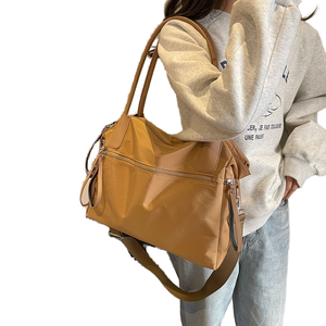 2024新款女式大容量斜挎包多口袋大学生手提包带拉链<span class=keywords><strong>PU</strong></span>拼接尼龙肩包 - Product Image 6