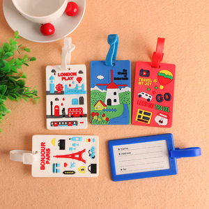 Etiquette de bagage en PVC personnalisée pour enfants Etiquettes de bagage personnalisées de luxe Logo Hidden Privacy Compartment Name <span class=keywords><strong>Tag</strong></span> Cartoon Cute Letter - Product Image 1
