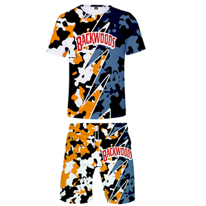 Expédition immédiate : Ensemble T-shirt et short pour <span class=keywords><strong>homme</strong></span>, imprimé par sublimation 3D intégrale, style mode surdimensionné, thème Smoke Shop Backwoods Cookie RAW - Product Image 1