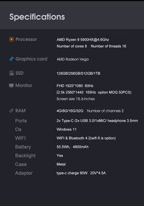 Boîtier Original pour <span class=keywords><strong>Nokia</strong></span> Amd 15 pouces R9 5900 16G - Product Image 6