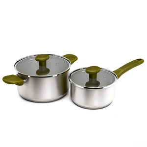 Ensemble de casseroles en acier inoxydable de haute qualité avec couvercle en verre, compatible induction, vente directe d'usine - Product Image 4
