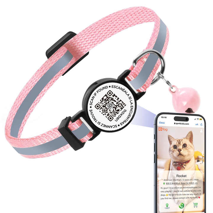 Smart ID QR Code Cat Collar - Personalized & Reflective