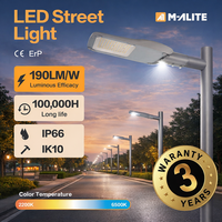 Lampadaire LED 190LM/W IP66 IK10, Lampe de route extérieure 50W-200W, Cellule photoélectrique intelligente, Luminaire pour éclairage routier public