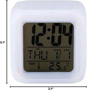 7 Colors Change Multifunction Cartoon Alarm <b>Clock</b> with LED Light <b>Digital</b> Thermometer Calendars C/F Temperature 6 Music Sounds - Product Image 3