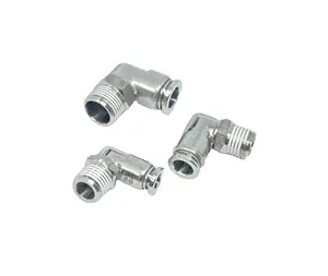 304 stainless steel elbow, 360 degree rotating gas pipe right angle threaded joint, PL pneumatic elbow