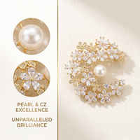 Broche délicate en perles blanches dorées pour femme d'affaires, idéale pour la décoration du col de la blouse ou du tailleur, accessoire de tenue quotidienne