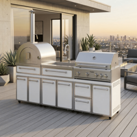 Cuisine extérieure modulaire personnalisée en acier inoxydable 304, anti-insectes, facile à nettoyer et hygiénique, armoire de cuisine extérieure pour jardin