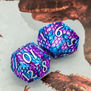 Cho udixi Biểu Tượng Tùy Chỉnh RPG Đa Diện Kim Loại <span class=keywords><strong>Dice</strong></span> <span class=keywords><strong>Set</strong></span> Trắng & Tím Rồng Quy Mô Cho Dungeons & Dragons Đóng Gói Trong Hộp Kim Loại - Product Image 6