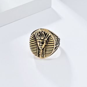 Retro-style creative Egyptian pharaoh image <b>titanium</b> steel <b>ring</b> for men, personalized Anubis guardian deity jewelry. - Product Image 4
