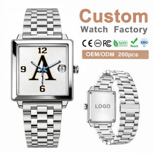 Montres formelles carrées pour hommes, OEM ODM personnalisées, de haute qualité, boîtier et bracelet en acier inoxydable 316L, 41 mm, résistantes à l'eau, montre mécanique - Product Image 2