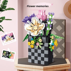 Juego de bloques de construcción de flores eternas Compatible con fronteras para bloques DIY, juguete de plástico, montaje de partículas pequeñas para niños educativos - Product Image 2