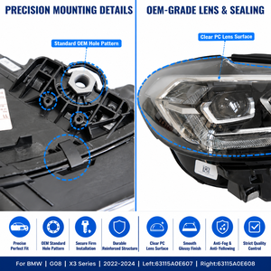 Faro LED OEM para <span class=keywords><strong>BMW</strong></span> X3 G08 LCI 2022-2024, Nuevo Modelo 63115A0E607 63115A0E608, Enchufar y Usar, Lámpara Delantera de Ajuste Directo, Compatibilidad Original - Product Image 4