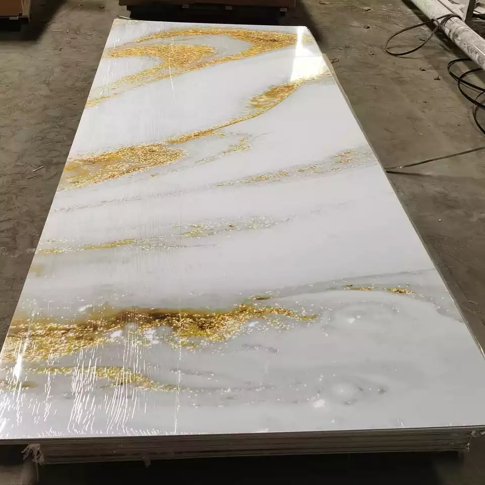 1220x2800mm PVC Marble Sheet Interior Decorative High Glossy For Bathroom