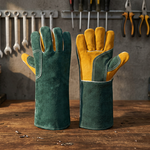 Gants de soudage en cuir lisse de haute qualité 16 oz, compatibles écran tactile, antidérapants, résistants à la chaleur, sans poudre, protection de sécurité - Product Image 2