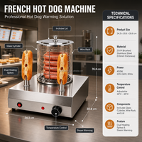 Machine à hot-dogs professionnelle en acier inoxydable avec rouleaux chauffants et chauffe-pains