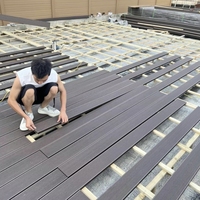 Planches de terrasse en WPC rainurées, imperméables et antidérapantes, pour piscine et parc en plein air