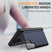 Casing Ponsel Lipat Mewah Model Clamshell dengan Slot Kartu untuk S20/S21/S22/S23/S24 Ultra Desain Bisnis Mendukung Pengisian Daya Nirkabel