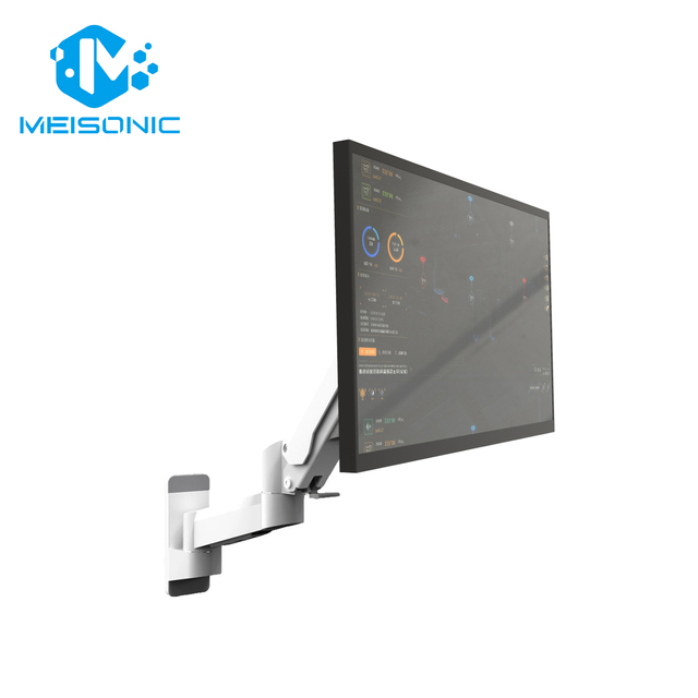 Meisonic T8-GA02-W New Ergonomic Aluminum Monitor Arm with Gas Spring Industrial Automation Adjustable Monitor Mounting Stand