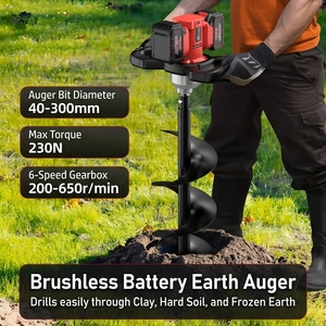 Taladro perforador de tierra inalámbrico sin escobillas de 21V con batería, perforadora de postes de alta resistencia para plantar árboles en el jardín, taladro de tierra de 21V de alta potencia. - Product Image 2