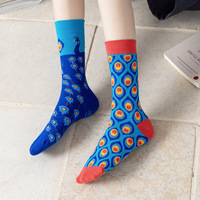 Chaussettes unisexes asymétriques personnalisables pour Halloween, en coton, avec logo amusant, chaussettes créatives respirantes, chaussettes mi-mollet à motif de dessin animé