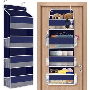 Over The Door Organizer 10 Pockets Blue Hanging <b>Storage</b> With Clear Window For Closet Bathroom Bedroom Organizing - Product Image 1