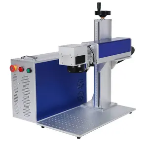 Máquina de marcação a laser de fibra óptica em miniatura para madeira, 20W, venda direta da fábrica, para madeira, branco, azul, vermelho