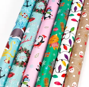 Custom Printed Logo Flower Foldable Wrap Paper Roll Gift Wrapping Paper For Packaging