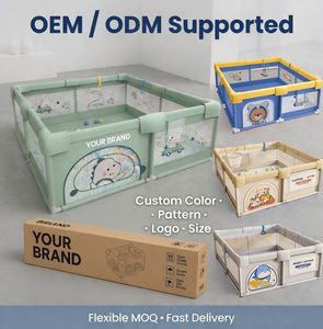 Box per Bambini Pieghevole in Tessuto Oxford con Telaio in Metallo, Fantasia Cartone Animato, Tappeto Gioco per Interni, Recinzione di Sicurezza per Bambini - Novità 2026 - Product Image 1