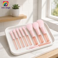 Pinceaux de maquillage professionnels personnalisés pour le visage, lot de 10, vente en gros directe d'usine, poignée en plastique, idéal pour les voyages, sac inclus, échantillon gratuit