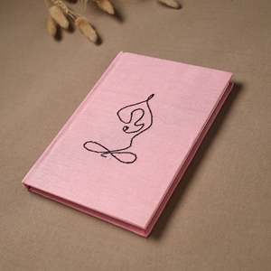 Diario de Papel Hecho a Mano con Cubierta de Tela Bordada a Mano con Diseño de Yoga Rosa (9 x 6 Pulgadas), Cuaderno de Escritura Espiritual Artesanal - Product Image 2