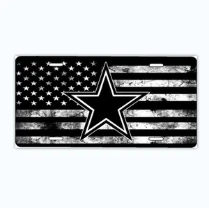 Benutzer definierte personal isierte 6 X12 Zoll amerikanische Flagge taktische Dallas Cowboys Aluminium Nummern schild