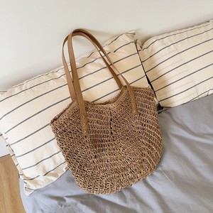 Handmade Woven Straw Tote Bag Coffee Beige Large Capacity Shoulder Bag For Beach Vacation Everyday Use Summer 2025 - Product Image 3