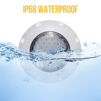 Projecteurs LED étanches IP68 12V 24W pour piscine, montage mural sous-marin, diamètre 295 mm, type plastique pour piscines