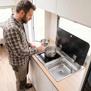 Évier de cuisine de luxe en acier inoxydable <span class=keywords><strong>pour</strong></span> camping-car et caravane avec cuisinière à <span class=keywords><strong>induction</strong></span> et design intégré <span class=keywords><strong>pour</strong></span> remorques et caravanes - Product Image 6