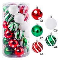 Boules de Noël décoratives personnalisables multicolores en plastique HIPS incassable, 6 cm/30 petites boules décoratives de haute qualité pour la maison