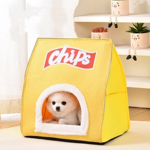 Nieuwe Cartoon Aardappelchip Opvouwbare Waterdichte Bedden Voor Huisdieren Inklapbare Fluwelen Algemene Kattennest Hondenbed Voor Huisdieren - Product Image 3