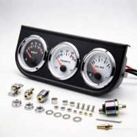 Kombinasi Gauge Mobil 52mm Custom, Triple Gauge Pengukur Tekanan Oli, Pengukur Suhu Air, Voltmeter, 12V, Produsen OEM ODM