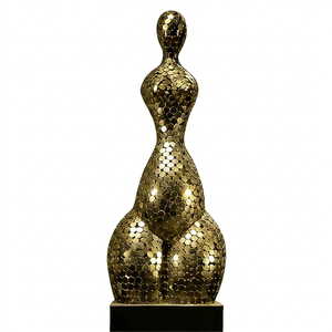 Sculpture de corps de femme nue érotique en acier inoxydable poli, électroplaqué, couleur de placage personnalisable pour la maison - Product Image 2