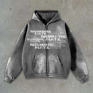 เสื้อกันหนาวมีฮู้ดสำหรับผู้ชายผ้าคอตตอนขนาดใหญ่ทรงโอเวอร์ไซส์พิมพ์ลายโลโก้ออกแบบได้ตามต้องการ - Product Image 2