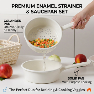 En gros, ensemble de casseroles et poêles en émail blanc avec <span class=keywords><strong>passoire</strong></span> et égouttoir, pour la préparation rapide des aliments pour bébés et la cuisson en petites quantités, ustensiles de cuisine - Product Image 1