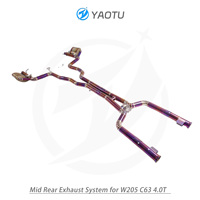 Système d'échappement intermédiaire à soupapes en titane YT, double sortie latérale quadruple, finition brûlée violette pour Mercedes Benz AMG C63 W205 4.0T