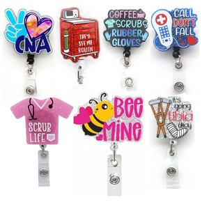 RTS Mix acrylique paillettes porte-Badge pilule CNA <span class=keywords><strong>café</strong></span> gommages infirmière médicale Badge bobine bureau cadeau uniforme accessoires - Product Image 1