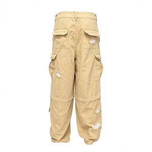 Pantalon ample décontracté en coton respirant plissé à empiècements pour homme - Product Image 2